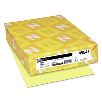 Neenah Paper 49541 110 lbs. Index Weight 8.5 in. x 11 in. Exact Index Card Stock - Canary (250/Pack)