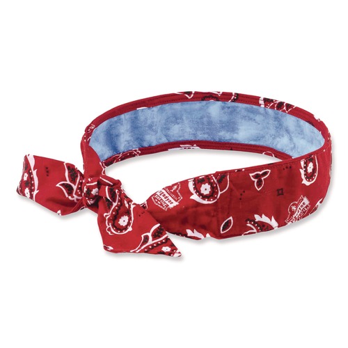 Safety & First Aid | Ergodyne 12563 Chill-Its 6700CT One Size Fits Most Cooling Bandana PVA Tie Headband - Red Western image number 0