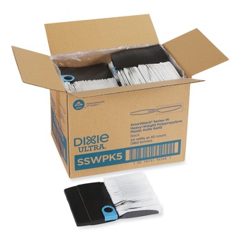 Dixie SSWPK5 SmartStock Wrapped Heavyweight Cutlery Knives Refill - Black (960/Carton)