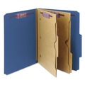 File Folders | Smead 14077 6 SafeSHIELD Fasteners 2 Dividers Letter Size 6-Section Pressboard Top Tab Pocket Classification Folders - Dark Blue (10/Box) image number 0