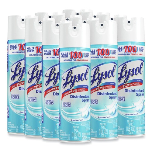 All-Purpose Cleaners | LYSOL Brand 19200-79329 19 oz. Aerosol Disinfectant Spray - Crisp Linen (12/Carton) image number 0