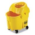 Mop Buckets | Rubbermaid Commercial Yellow Mop Bucket with 35 Qt Wavebreak Down-Press Plastic Bucket/Wringer Combo image number 0