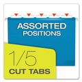 File Folders | Pendaflex 04152 1/5 BLU 1/5-Cut Tabs Colored Reinforced Hanging Letter Folders - Blue (25/Box) image number 2