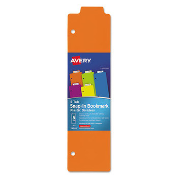 Avery 24908 11.5 in. x 3 in. 5-Tab Snap-In Bookmark Plastic Dividers - Assorted (1/Pack)