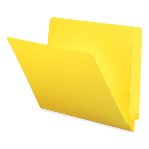 File Folders | Smead 25910 0.75 in. Expansion Shelf-Master Reinforced End Tab Colored Folders - Letter Size/Yellow (100/Box) image number 0