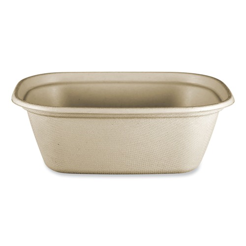Food Trays, Containers, and Lids | World Centric CT-SC-U3-LFP 8.7 in. x 6.5 in. x 3.1 in. 48 oz. Paper Fiber Containers - Natural (400/Carton) image number 0