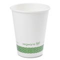 Cups and Lids | Vegware LV-12G 12 oz. 89-Series Paper Hot Cup - White/Green (1000/Carton) image number 0