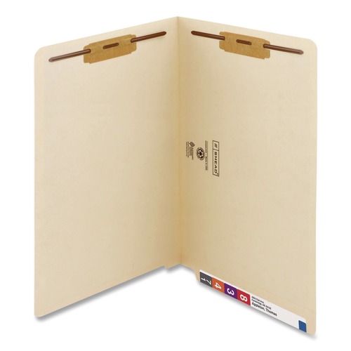 File Folders | Smead 37115 End Tab 11-pt Manila 2-Fastener Folders with Reinforced Straight Tabs - Legal Size/Manila Exterior (50/Box) image number 0