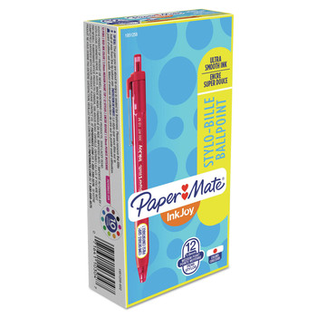 Paper Mate 1951258 InkJoy 300 RT Medium 1 millimeter Retractable Ballpoint Pen - Red Ink/Barrel (1-Dozen)
