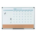 Bulletin Boards | MasterVision MB3507186 24 in. x 18 in. 3-in-1 Monthly Planning/Scheduling Calendar Planner Board - Tan/White/Blue Surface/Satin Aluminum Frame image number 2