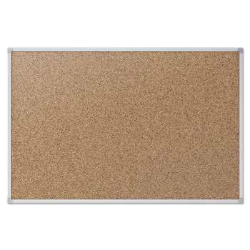 Mead 85361 36 in. x 24 in. Cork Bulletin Board - Tan Surface, Silver Aluminum Frame