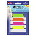 Dividers & Tabs | Avery 74767 Ultra Tabs 2.5 in. x 1 in. 1/5-Cut Repositionable Margin Tabs - Assorted Neon (24/Pack) image number 0