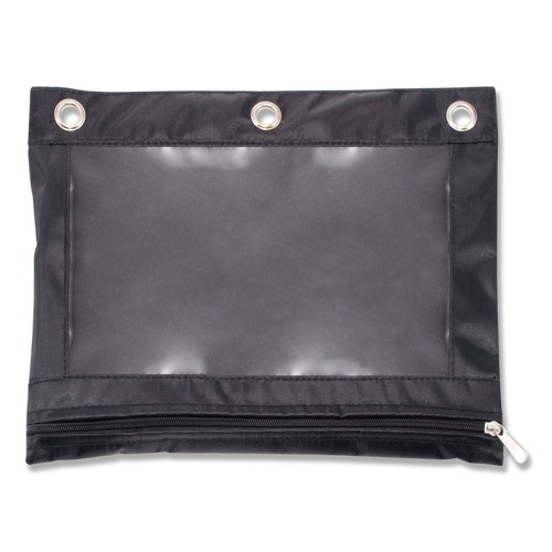Binders | Advantus 67024 10 in. x 7.38 in. 3-Hole Punched Binder Pencil Pouch - Black/Clear image number 0