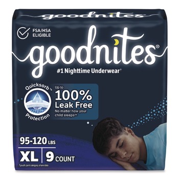 PRODUCTS | Kimberly-Clark 55592 95 lbs to 140plus lbs. Nighttime Bedwetting Underwear for Boys - White/X-Large (4/Carton)