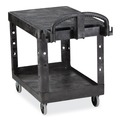 Cleaning Carts | Rubbermaid Commercial FG450500BLA 19.19 in. x 37.88 in. x 33.33 in. 500 lb. Capacity Plastic Flat Shelf Utility Cart - Black image number 1