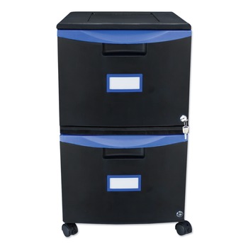 OFFICE FURNITURE AND LIGHTING | Storex 61314U01C 14.75 in. x 18.25 in. x 26 in. 2-Legal/Letter File Drawer Mobile Filing Cabinet - Black/Blue