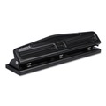 Staple Punches | Universal UNV74323 Deluxe 12-Sheet Two and Three 9-3/2 in. Hole Adjustable Punch - Black image number 1
