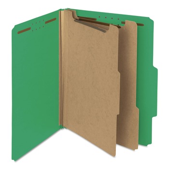 Smead 14063 2 in. Expansion Recycled Pressboard 6-Fastener Classification Folders - Letter Size/Green Exterior (10/Box)