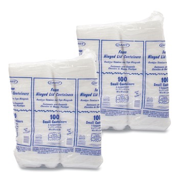 Dart 80HT3R 3-Compartment 7.5 in. x 8 in. x 2.3 in. Foam Hinged Lid Containers - White (200/Carton)