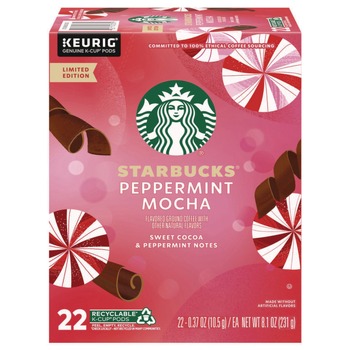 Starbucks 12437832 Coffee K-Cups - Peppermint Mocha (4/Carton)