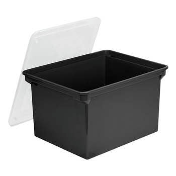 Storex 61528U01C 18.5 in. x 14.25 in. x 10.88 in. Plastic Letter/Legal File Tote - Black/Clear