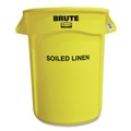 Trash & Waste Bins | Rubbermaid Commercial SMFG263294YEL Brute 32 gal (Soiled Linen) Imprint Plastic Vented Container - Round Yellow image number 0