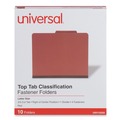 File Folders | Universal UNV10250 4-Section Pressboard Classification Folder - Letter, Red (10/Box) image number 0