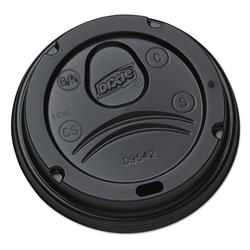  | Dixie D9542B 10 oz. - 20 oz. Cups Drink-Thru Plastic Lids - Black (1000/Carton) image number 0