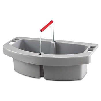 CLEANING CARTS | Rubbermaid Commercial FG264900GRAY 2-Compartment Maid Caddy with Handle (Gray)