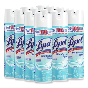 LYSOL Brand 19200-79329 19 oz. Aerosol Disinfectant Spray - Crisp Linen (12/Carton)