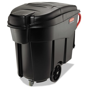 Rubbermaid Commercial FG9W7300BLA Executive Series Mega Brute 120 Gallon Plastic Rectangular Mobile Container - Black