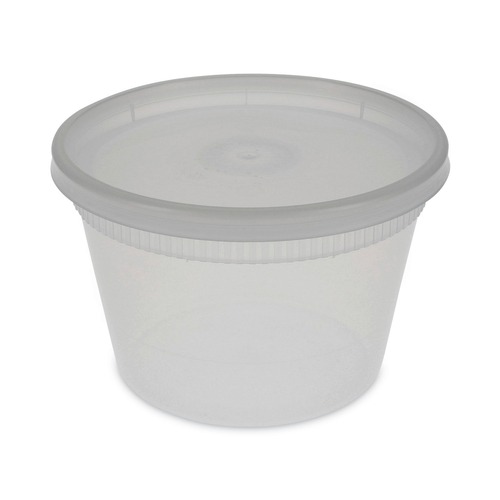 Food Trays, Containers, and Lids | Pactiv Corp. YSD2516 2 in. x 2 in. x 2 in. 16 oz. Newspring DELItainer Microwavable Plastic Container - Clear (240/Carton) image number 0