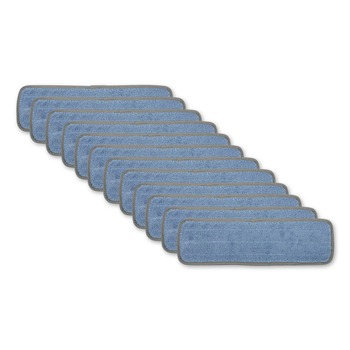 Boardwalk BWKMFM185BCFDZ 18 in. x 5 in. Hook and Loop Back Split Microfiber Mop Head - Blue (1 Dozen)