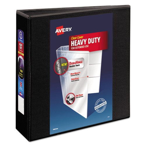 Binders | Avery 79693 3 Locking One Touch EZD Rings 3 in. Capacity 11 in. x 8.5 in. Heavy-Duty View Binder with DuraHinge - Black image number 0