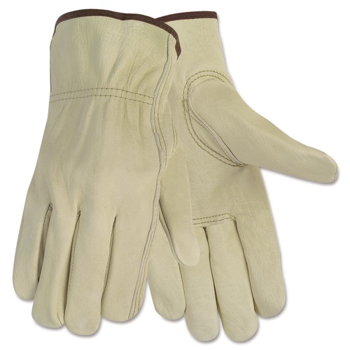 Cleaning Gloves | MCR Safety 3215M Economy Leather Driver Gloves - Medium, Beige (1-Pair) image number 0