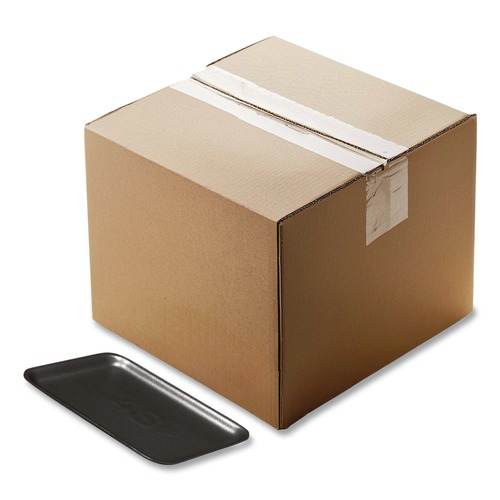 Food Trays, Containers, and Lids | Pactiv Corp. 51P904PZ 9.25 in. x 7.25 in. x 1.38 in. No. 4PZ Foam Supermarket Tray - Black (400/Carton) image number 0