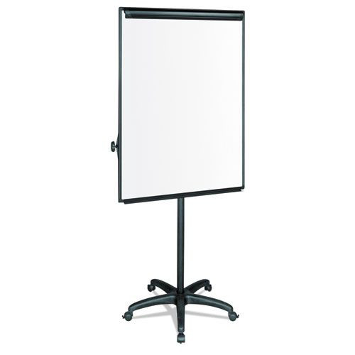 Easels | MasterVision EA4800055 27.5 in. x 39 in. Silver Easy Clean Dry Erase Mobile Presentation Easel - White Surface, Black Aluminum/Steel Frame image number 0
