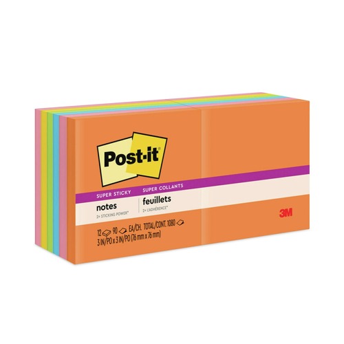 Notebooks & Pads | Post-it Notes Super Sticky 654-12SSUC 3 in. x 3 in. Pads in Energy Boost Collection Colors (12 Pads/Pack) image number 0