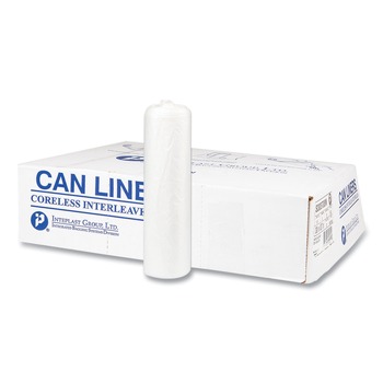 PRODUCTS | Inteplast Group S434822N 43 in. x 48 in. 56 gal 22 mic Interleaved Roll High-Density Commercial Can Liners - Natural (25 Bags/Roll, 8 Rolls/Carton)