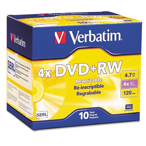 Office Electronics & Batteries | Verbatim 94839 4.7 GB DVDplusRW Rewritable Disc - Silver (10/Pack) image number 0