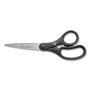 Westcott 15582 7 in. Long, 2.8 in. Cut Length KleenEarth Pointed Tip Basic Plastic Handle Scissors - Black