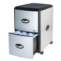 Office Filing Cabinets & Shelves | Storex 61351U01C 19 in. x 15 in. x 23 in. 2-Letter File Drawer Mobile Filing Cabinet with Metal Siding - Silver/Black image number 5
