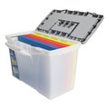 File Folders | Storex 61511U01C 14.5 in. x 10.5 in. x 12 in. Portable Letter/Legal File Box with Organizer Lid - Clear/Silver image number 2