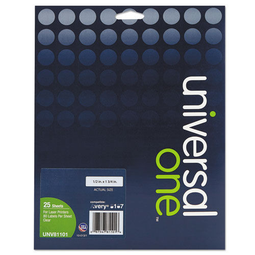 Labels | Universal UNV81101 0.5 in. x 1.75 in. Inkjet/Laser Printers Deluxe Labels - Clear (2000/Pack) image number 0