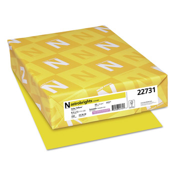 Astrobrights 22731 8.5 in. x 11 in. 65 lb Cover Weight Color Cardstock - Solar Yellow (250/Pack)