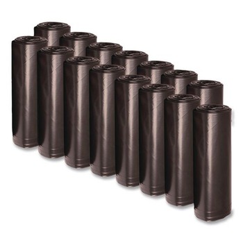 Boardwalk W4832YKKR01 24 in. x 32 in. 16 gal. 1 mil Perforated Roll Low-Density Waste Can Liners - Black (150/Carton)