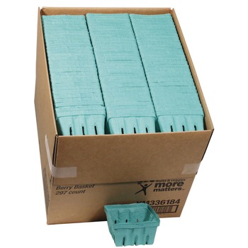 Pactiv Corp. YM336184 5.5 in. x 5.5 in. x 3.25 in. Quart Berigard Molded Fiber Berry Basket - Green (297/Carton)