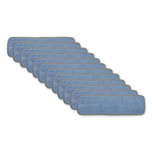 Mops | Boardwalk BWKMFM185BCFDZ 18 in. x 5 in. Hook and Loop Back Split Microfiber Mop Head - Blue (1 Dozen) image number 0