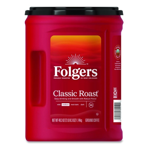 Coffee | Folgers 30419EA 40.3 oz. Canister Ground Coffee - Classic Roast image number 0