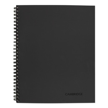 Cambridge 06062 (80) 11 in. x 8.5 in. Sheets 1-Subject Wide/Legal Rule Wirebound Business Notebook - Black Linen Cover